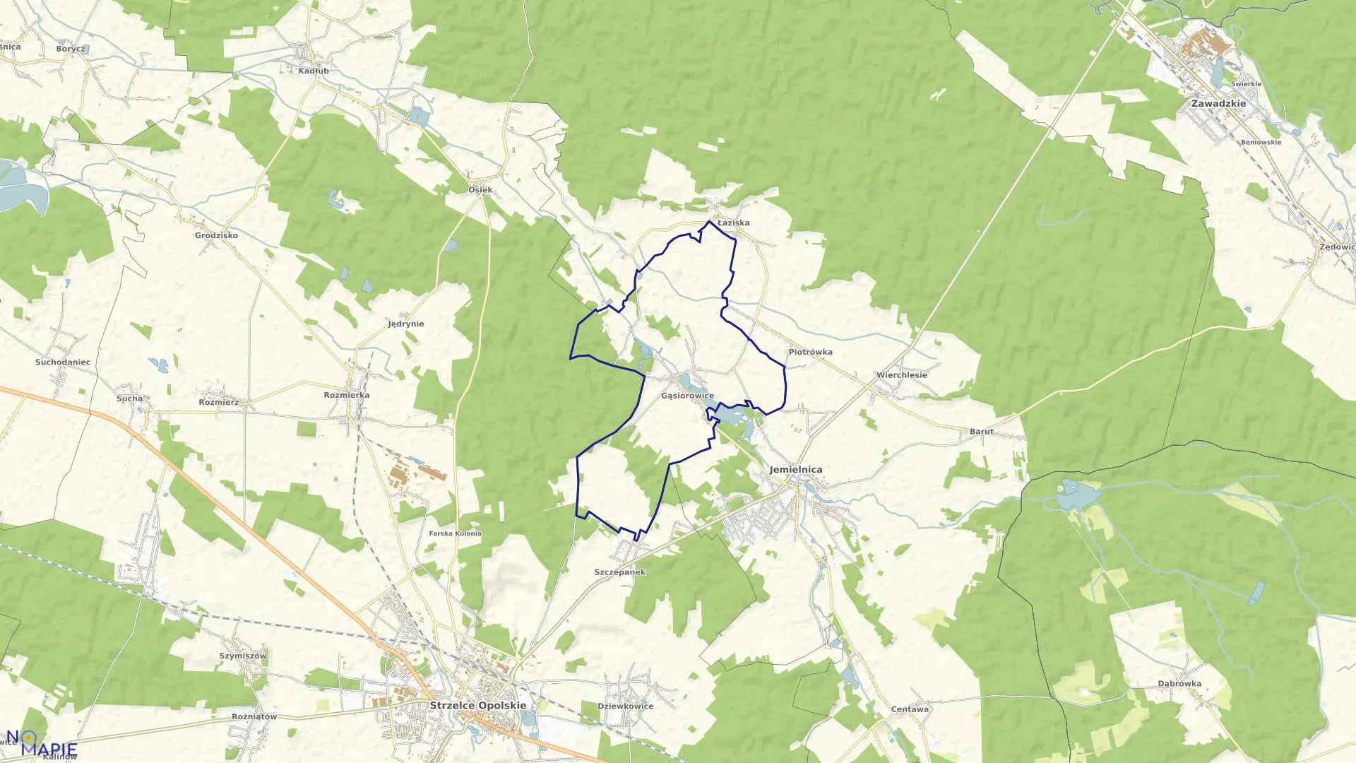 Mapa obrębu GĄSIOROWICE w gminie Jemielnica